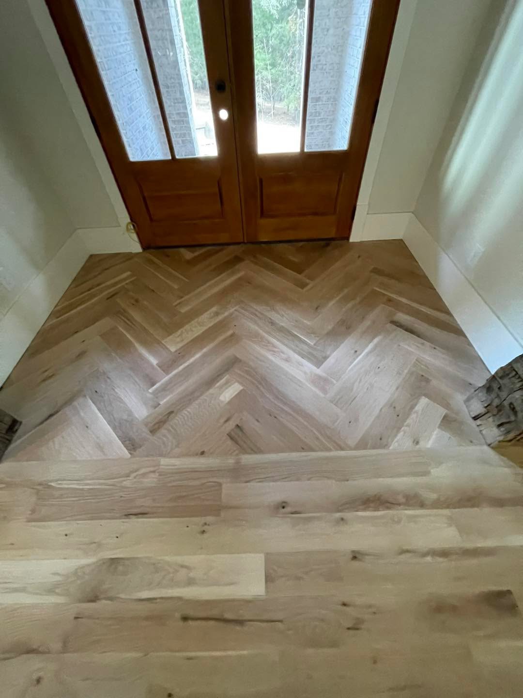 Herringbone entry floor by front doors